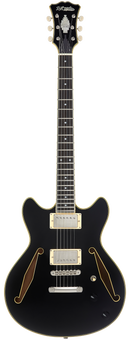 D'Angelico DAESSTSBKSNS Guitare électrique semi-creuse (noir)