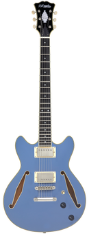 D'Angelico EXCEL MINI DC TOUR Series Semi Hollow-Body Electric Guitar (Slate Blue)