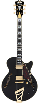 D'Angelico DAESSSBBKGT Guitare électrique semi-creuse (noir massif)