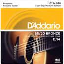 D'Addario EJ14 80/20 BRONZE ACUSTIQUE CORDES DE GUITARE - TOP LIGHT / MAIN-TOO-BOARD 12-56