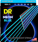 DR Strings NBA-11 NEON Blue Coated Acoustic Strings - Custom Lite (11-50)