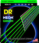 DR Strings NGA-11 NEON Hi-Def Green Coated Acoustic Strings (11-50)