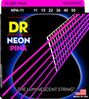 DR Strings NPA-11 NEON Cordes acoustiques avec revêtement rose haute définition (11-50)