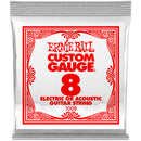Ernie Ball 1008EB Cordes de guitare électrique ou acoustique en acier uni - 008P