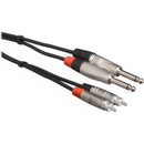 Hosa HPR-0015X2 Dual 1/4in TS Male To Dual RCA Male Stereo Audio Cable - 15ft