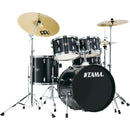 Tama IE50CHBK Imperialstar IE50C Batterie complète 5 pièces avec caisse claire et cymbales Meinl - Hairline Black