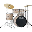 Tama IE50CNZW Imperialstar IE50C Batterie complète 5 pièces avec caisse claire et cymbales Meinl - Enveloppement en bois de zèbre naturel