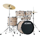 Tama IE58CNZW Imperialstar IE58C Batterie complète 5 pièces avec caisse claire et cymbales Meinl - Enveloppement en bois de zèbre naturel