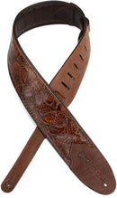 Levy's M4WP-006 Wide Embossed Leather Guitar Strap - 3" (Sundance Line Geranium Whiskey)