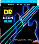 DR Handmade Strings NBB-40 Neon Blue Coated Electric Bass Strings - Light (40-100)