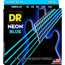 DR Handmade Strings NBB5-45 Cordes de basse électrique avec revêtement bleu fluo – Medium (45-125)