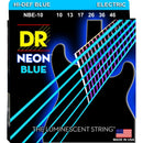 DR Handmade Strings NBE-10 Cordes de guitare électrique avec revêtement bleu fluo – Medium (10-46)