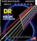 DR Handmade Strings NMCA-10 Neon Multi-color Coated Acoustic Guitar String - Extra Light (10-48)