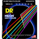 DR Handmade Strings NMCA-12 Corde de guitare acoustique à revêtement multicolore néon – Légère (12-54)