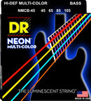 DR Handmade Strings NMCB-45 Cordes de basse à revêtement multicolore néon – Medium (45-105)