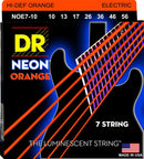 DR Handmade Strings NOE7-10 Cordes de guitare électrique à 7 cordes avec revêtement orange fluo – Medium (10-56)