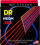 DR Handmade Strings NRA-10 Neon Red Coated Acoustic Guitar Strings - Extra Light (10-48)