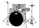 PDP PDCE2215KTDW Center Stage Series Batterie complète 5 pièces avec cymbales et grosse caisse 22" - Diamond White Sparkle