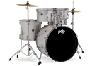 PDP PDCE2215KTDW Center Stage Series Batterie complète 5 pièces avec cymbales et grosse caisse 22" - Diamond White Sparkle