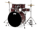 PDP PDCE2215KTRR Center Stage Series Batterie complète 5 pièces avec cymbales et grosse caisse 22" Ruby Red Sparkle