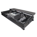 ProX XS-TMC1012WLTFBTLBL Flight Coffin Case For 12" Rane 72 Mixer and 2 Turntables in Battle Mode w/Laptop Shelf and Wheels (Black on Black)
