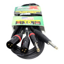 ProX XC-DPXM10 10 Ft. Unbalanced Dual 1/4" TS-M to Dual XLR-M High Performance Audio Cable