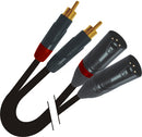 ProX XC-DRXM03 3 Ft. Unbalanced Dual RCA-M to Dual XLR3-M High Performance Audio Cable
