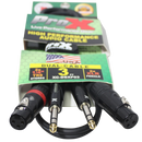 ProX XC-DSXF03 3 Ft. Balanced Dual 1/4" TRS-M to Dual XLR3-F High Performance Audio Cable