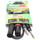 ProX XC-DSXM03 3 pi. Câble audio symétrique double 1/4" TRS-M vers double XLR3-M haute performance