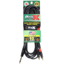 ProX XC-PYR10 Câble Y audio haute performance asymétrique 1/4" TS-M vers double RCA-M - 10 pi