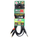 ProX XC-SYR10 Unbalanced 1/4" TRS-M to Dual RCA-M High Performance Audio Cable - 10 Ft.