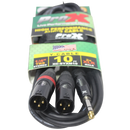 ProX XC-SYXM10 10 pieds. Câble Y haute performance 1/4" TRS-M stéréo vers double XLR3-M