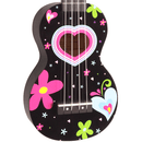 Mahalo Ma1He-bk  Art Series Hearts And Flowers Soprano Ukulele With Bag - Red One Music