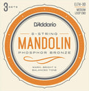 D'Addario EJ74-3D Lot de 3 cordes pour mandoline en bronze phosphoreux avec extrémité en boucle Medium 11-40