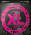 D'Addario ECB81SL Chrromes à grande échelle Crises de basse électriques Lumière régulière 45-100