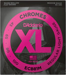 D'Addario ECB81M Chrim à l'échelle moyenne enroule plate enroule électrique Bass Light régulier 45-100