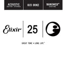Elixir 15125 Corde de guitare acoustique avec revêtement Nanoweb 80/20 Bronze - .025
