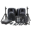 Gemini ES-210MX-BLU-ST Système de sonorisation portable professionnel, comprend 2 haut-parleurs passifs ABS 10" 600 W, mélangeur 8 canaux alimenté, microphone et supports