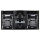 Odyssey FZ10CDJWXDBL Table de mixage DJ noire extra profonde au format 10″ et deux lecteurs multimédias grand format Coffin Flight Case