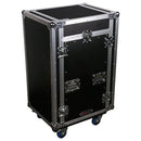 Odyssey FZ1116WDLX - Rack combiné vertical 16U incliné sur le dessus 11U avec table d'appoint et roulettes