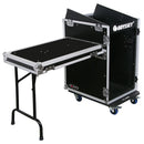 Odyssey FZ1316WDLX - Rack Combo Pro Deluxe 13U haut incliné 16U bas vertical avec table d'appoint et roulettes