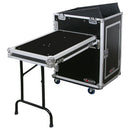 Odyssey FZ1316WDLX - Rack Combo Pro Deluxe 13U haut incliné 16U bas vertical avec table d'appoint et roulettes