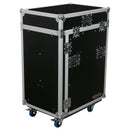 Odyssey FZ1316WDLX - Rack Combo Pro Deluxe 13U haut incliné 16U bas vertical avec table d'appoint et roulettes