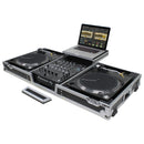 Odyssey FZGSLBM12WR Low Profile Format DJ Mixer and Two Battle Position Turntables Flight Coffin Case w/Wheels and Glide Platform - 12″