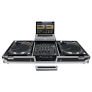 Odyssey FZGSLBM12WR Low Profile Format DJ Mixer and Two Battle Position Turntables Flight Coffin Case w/Wheels and Glide Platform - 12″
