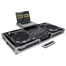 Odyssey FZGSLBM12WR Low Profile Format DJ Mixer and Two Battle Position Turntables Flight Coffin Case w/Wheels and Glide Platform - 12″