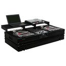 Odyssey FZGSPBM10WBL Universal Format DJ Mixer and Two Battle Position Turntables Flight Coffin Case w/Full Glide Platform - 10" (Black)