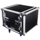 Odyssey FZS08W - 8U Shock Mount Rack Flight Case with Caster Wheels