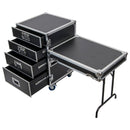 Odyssey FZWB4WDLX - Deluxe Four Drawer Workbox Tour Flight Case with Casters and Side Table
