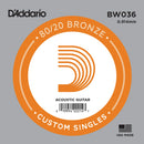 D'Addario BW036 Bronze Wound Acoustic Guitar Single String .036